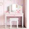 Costway Kids Vanity Set Princess Makeup Dressing Play Table Set W/Mirror White\ Pink